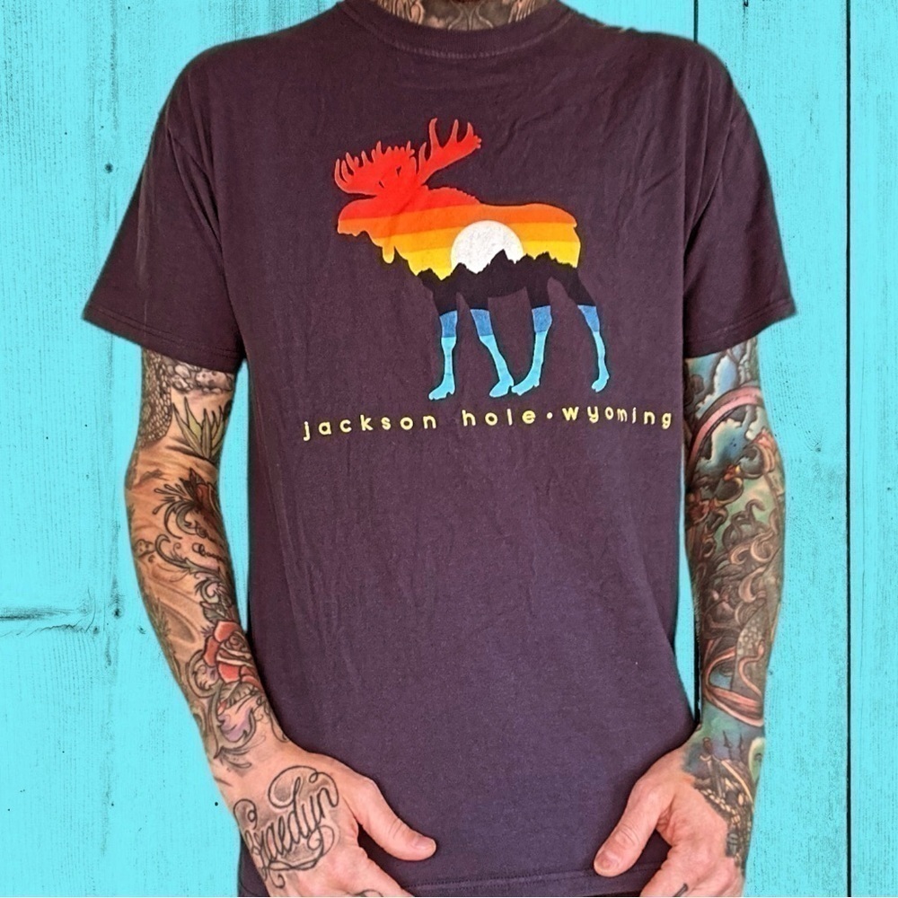 Navy Blue Jackson Hole Wyoming t shirt
Duck Co branded mens L measures 21x28